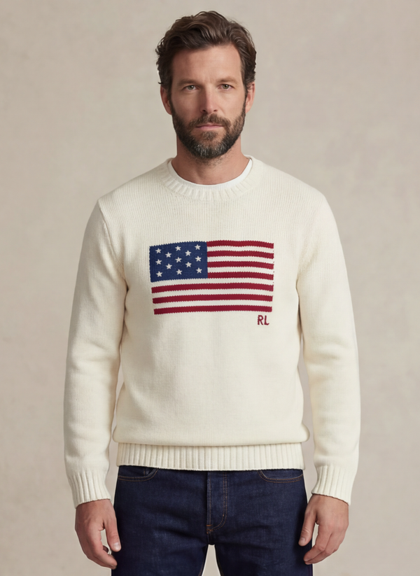 The Iconic Flag Sweater - Blanc