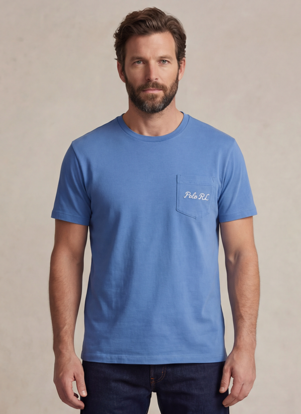 Jersey Crewneck T-Shirt - Bleu