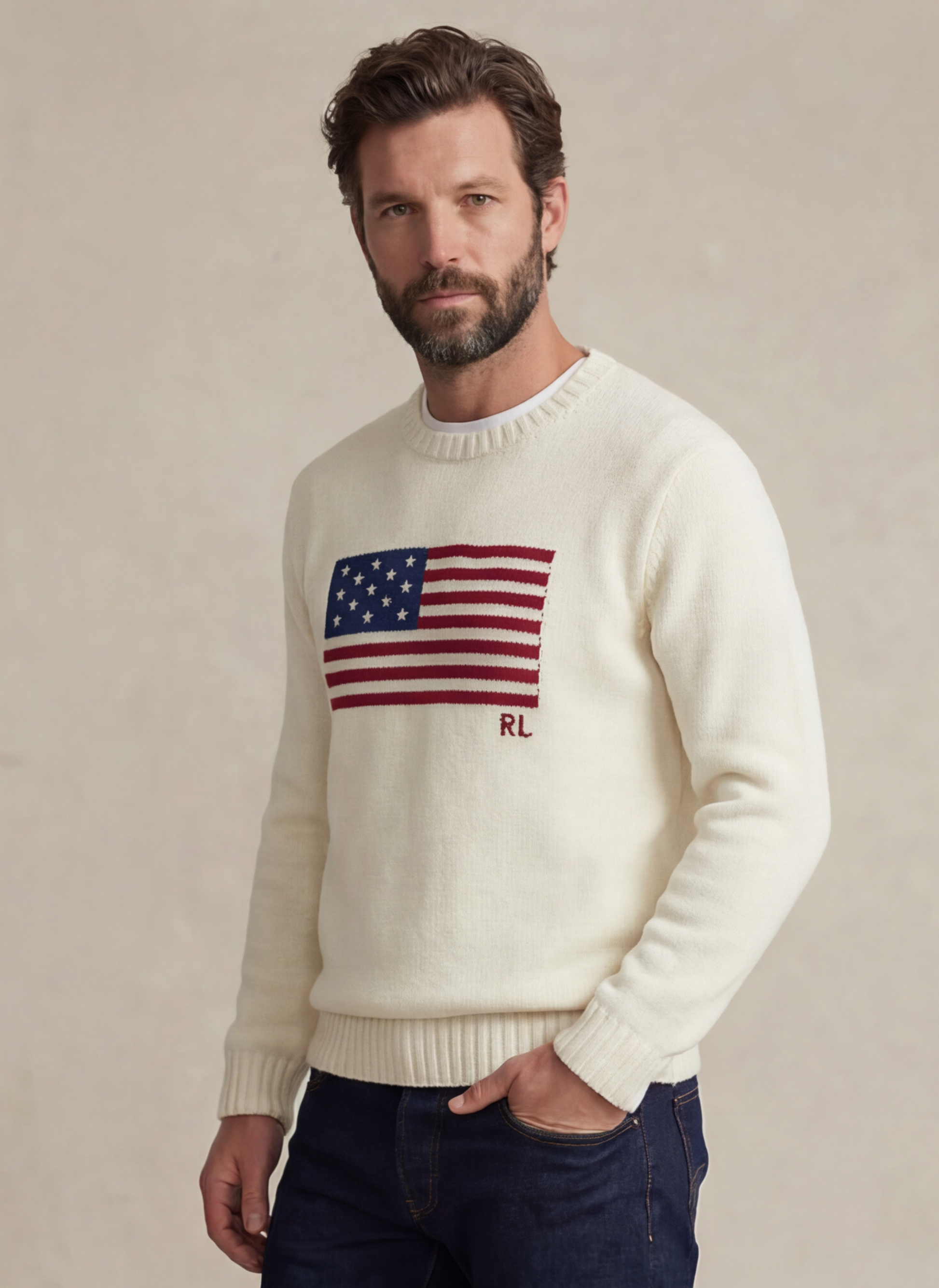 The Iconic Flag Sweater - Blanc