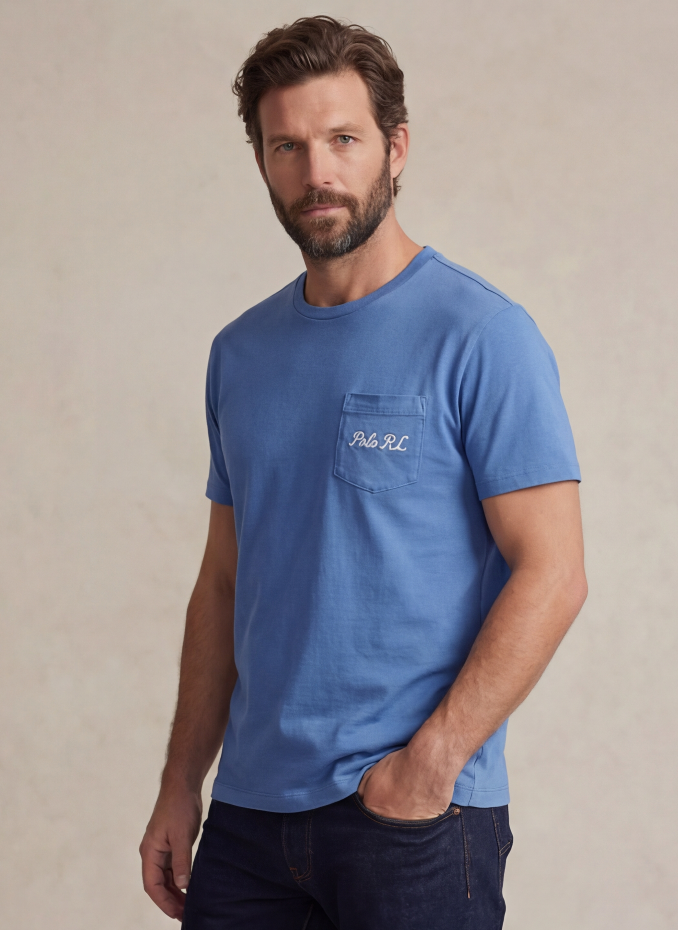 Jersey Crewneck T-Shirt - Bleu