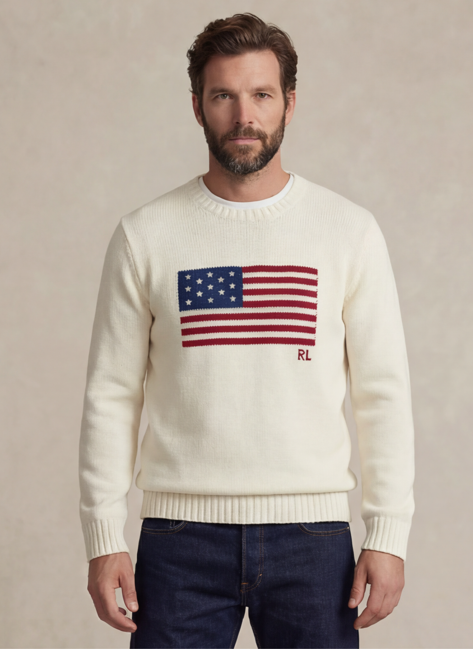 The Iconic Flag Sweater - Blanc