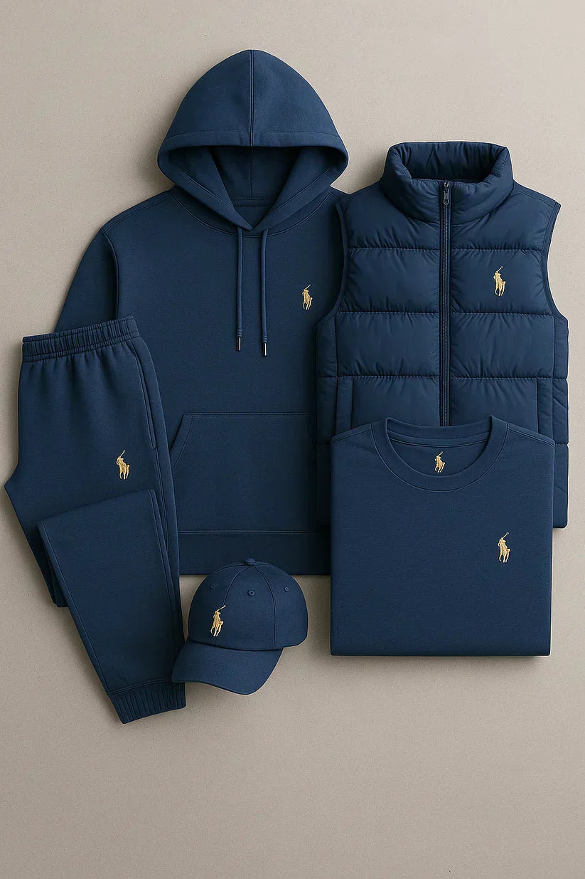 RL™ – Grey Essentials Coordinated Set (Hoodie, Joggers, Vest, T-Shirt)