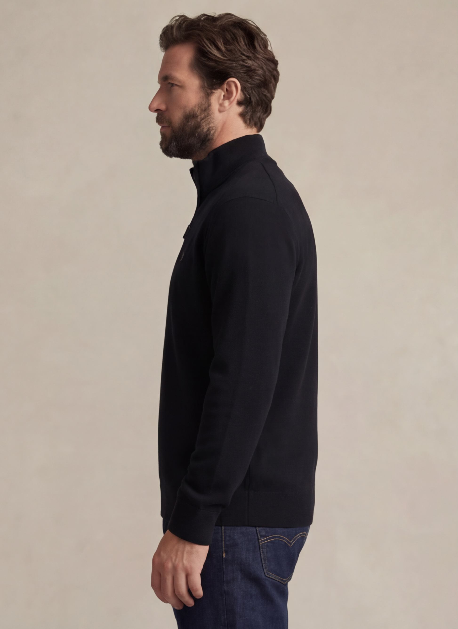 Mesh-Knit Cotton Quarter - Zip Sweater - Noir